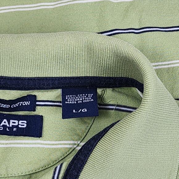 Chaps Golf Lime Green Striped Short Sleeve Collared Polo Shirt Men's Size L - Picture 5 of 8